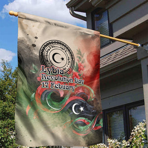 Libya Revolution Day Garden Flag Libyan National Pride Watercolor Flag Waves Floral
