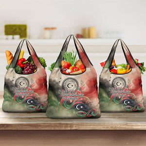Libya Revolution Day Grocery Bag Libyan National Pride Watercolor Flag Waves Floral
