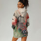 Libya Revolution Day Hoodie Dress Libyan National Pride Watercolor Flag Waves Floral