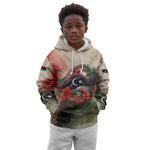 Libya Revolution Day Kid Hoodie Libyan National Pride Watercolor Flag Waves Floral
