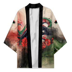 Libya Revolution Day Kimono Libyan National Pride Watercolor Flag Waves Floral