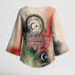 Libya Revolution Day Kimono Sleeve Blouse Libyan National Pride Watercolor Flag Waves Floral