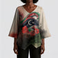 Libya Revolution Day Kimono Sleeve Blouse Libyan National Pride Watercolor Flag Waves Floral