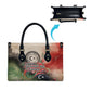 Libya Revolution Day Leather Bag Libyan National Pride Watercolor Flag Waves Floral