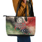 Libya Revolution Day Leather Tote Bag Libyan National Pride Watercolor Flag Waves Floral