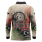 Libya Revolution Day Long Sleeve Polo Shirt Libyan National Pride Watercolor Flag Waves Floral