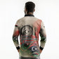 Libya Revolution Day Long Sleeve Polo Shirt Libyan National Pride Watercolor Flag Waves Floral