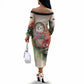 Libya Revolution Day Off The Shoulder Long Sleeve Dress Libyan National Pride Watercolor Flag Waves Floral