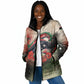 Libya Revolution Day Padded Jacket Libyan National Pride Watercolor Flag Waves Floral