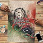 Libya Revolution Day Puzzle Libyan National Pride Watercolor Flag Waves Floral