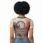 Libya Revolution Day Raglan Cropped T shirt Libyan National Pride Watercolor Flag Waves Floral