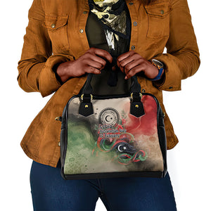 Libya Revolution Day Shoulder Handbag Libyan National Pride Watercolor Flag Waves Floral