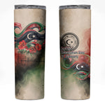 Libya Revolution Day Skinny Tumbler Libyan National Pride Watercolor Flag Waves Floral
