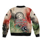 Libya Revolution Day Sleeve Zip Bomber Jacket Libyan National Pride Watercolor Flag Waves Floral