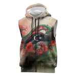 Libya Revolution Day Sleeveless Zip Hoodie Libyan National Pride Watercolor Flag Waves Floral