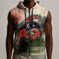 Libya Revolution Day Sleeveless Zip Hoodie Libyan National Pride Watercolor Flag Waves Floral