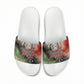 Libya Revolution Day Slide Sandals Libyan National Pride Watercolor Flag Waves Floral