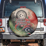 Libya Revolution Day Spare Tire Cover Libyan National Pride Watercolor Flag Waves Floral