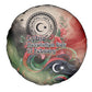 Libya Revolution Day Spare Tire Cover Libyan National Pride Watercolor Flag Waves Floral
