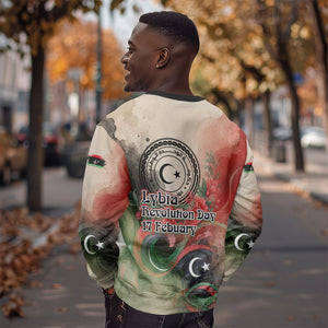 Libya Revolution Day Sweatshirt Libyan National Pride Watercolor Flag Waves Floral