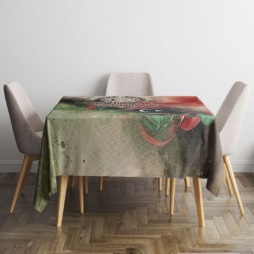 Libya Revolution Day Tablecloth Libyan National Pride Watercolor Flag Waves Floral