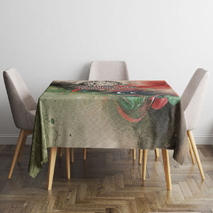 Libya Revolution Day Tablecloth Libyan National Pride Watercolor Flag Waves Floral