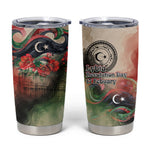 Libya Revolution Day Tumbler Cup Libyan National Pride Watercolor Flag Waves Floral