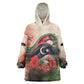 Libya Revolution Day Wearable Blanket Hoodie Libyan National Pride Watercolor Flag Waves Floral