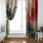 Libya Revolution Day Window Curtain Libyan National Pride Watercolor Flag Waves Floral
