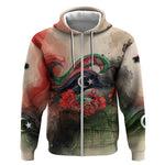 Libya Revolution Day Zip Hoodie Libyan National Pride Watercolor Flag Waves Floral