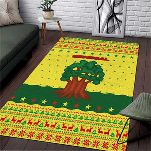 Senegal Christmas Area Rug Baobab Tree and National Coat of Arms Motif - African Pride