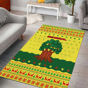 Senegal Christmas Area Rug Baobab Tree and National Coat of Arms Motif - African Pride