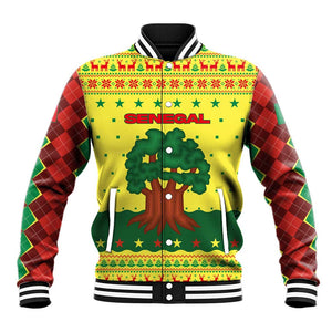Senegal Christmas Baseball Jacket Baobab Tree and National Coat of Arms Motif - African Pride