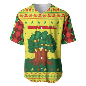 Senegal Christmas Baseball Jersey Baobab Tree and National Coat of Arms Motif - African Pride