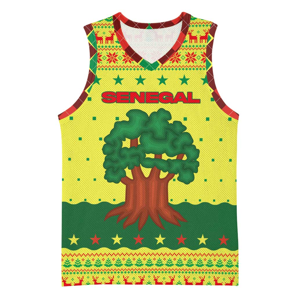 Senegal Christmas Basketball Jersey Baobab Tree and National Coat of Arms Motif - African Pride