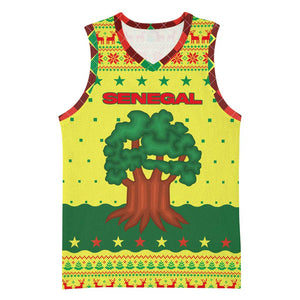 Senegal Christmas Basketball Jersey Baobab Tree and National Coat of Arms Motif - African Pride