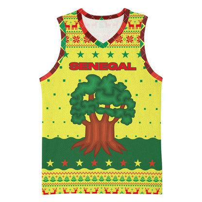 Senegal Christmas Basketball Jersey Baobab Tree and National Coat of Arms Motif - African Pride