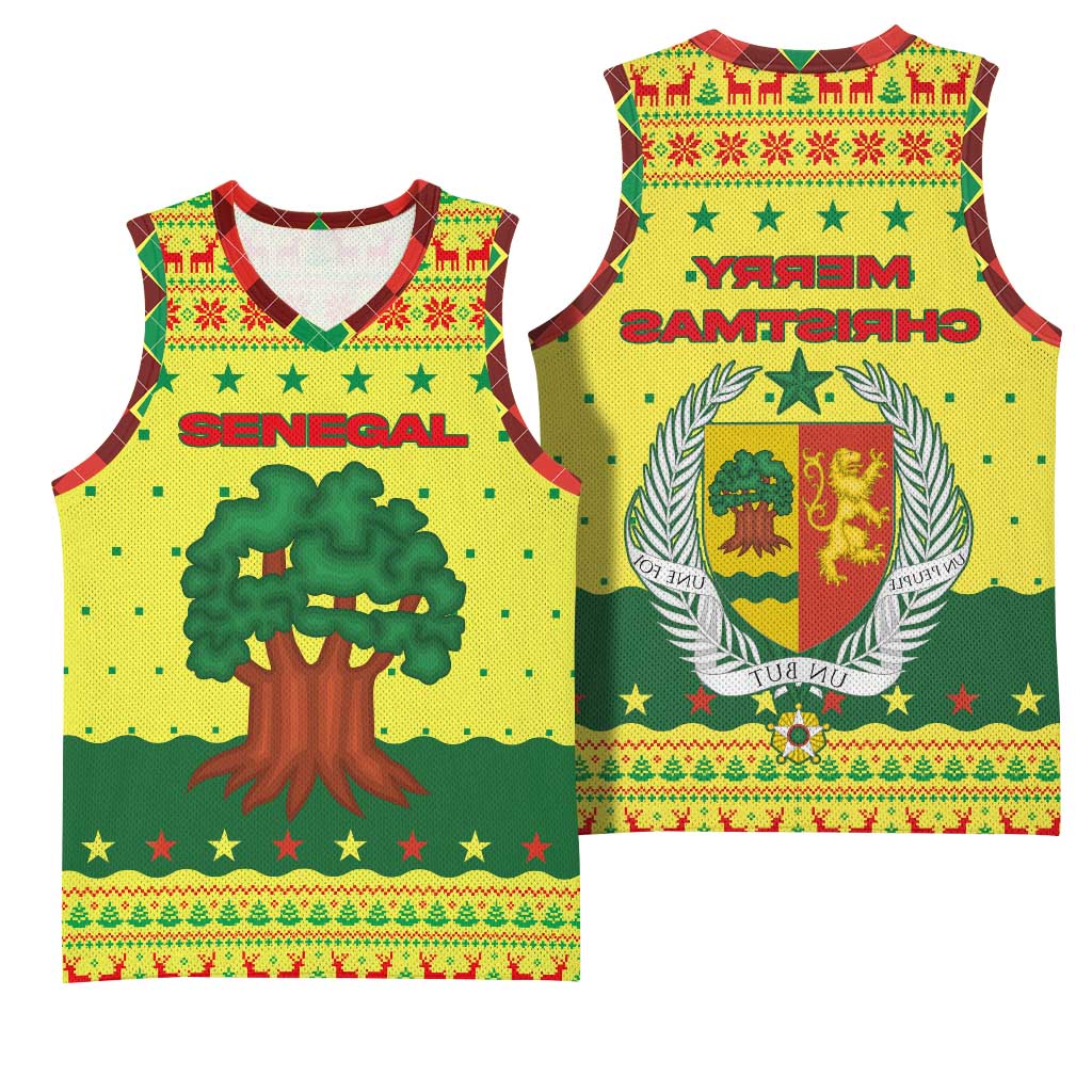 Senegal Christmas Basketball Jersey Baobab Tree and National Coat of Arms Motif - African Pride