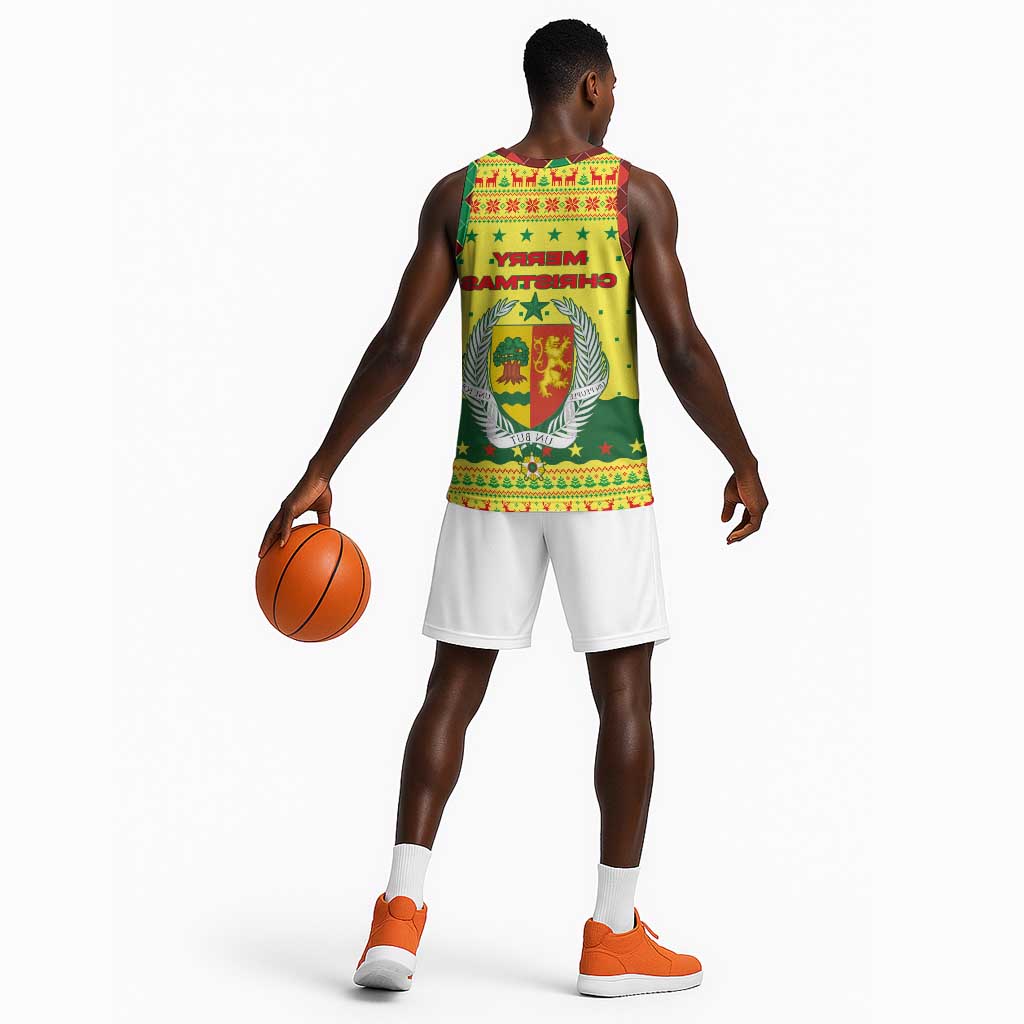 Senegal Christmas Basketball Jersey Baobab Tree and National Coat of Arms Motif - African Pride