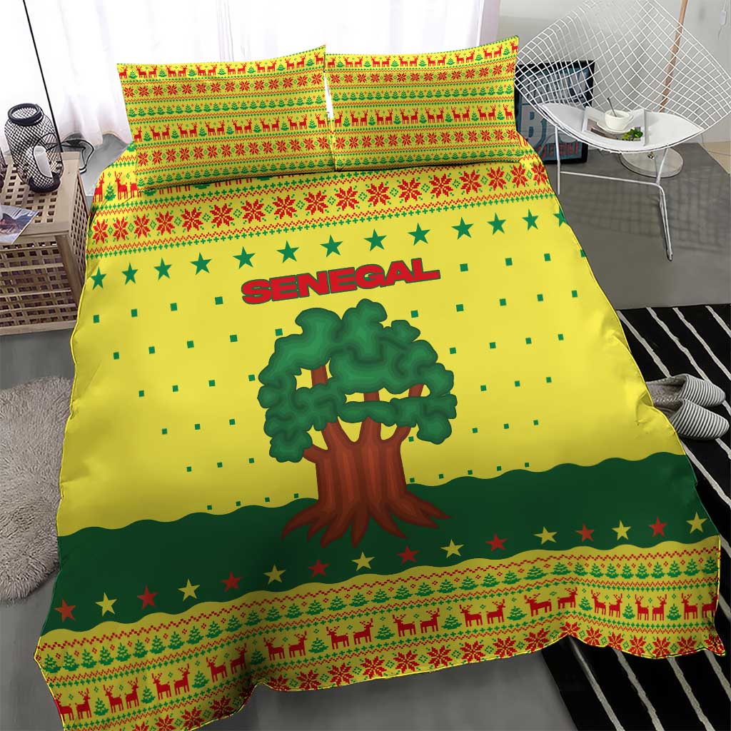 Senegal Christmas Bedding Set Baobab Tree and National Coat of Arms Motif - African Pride