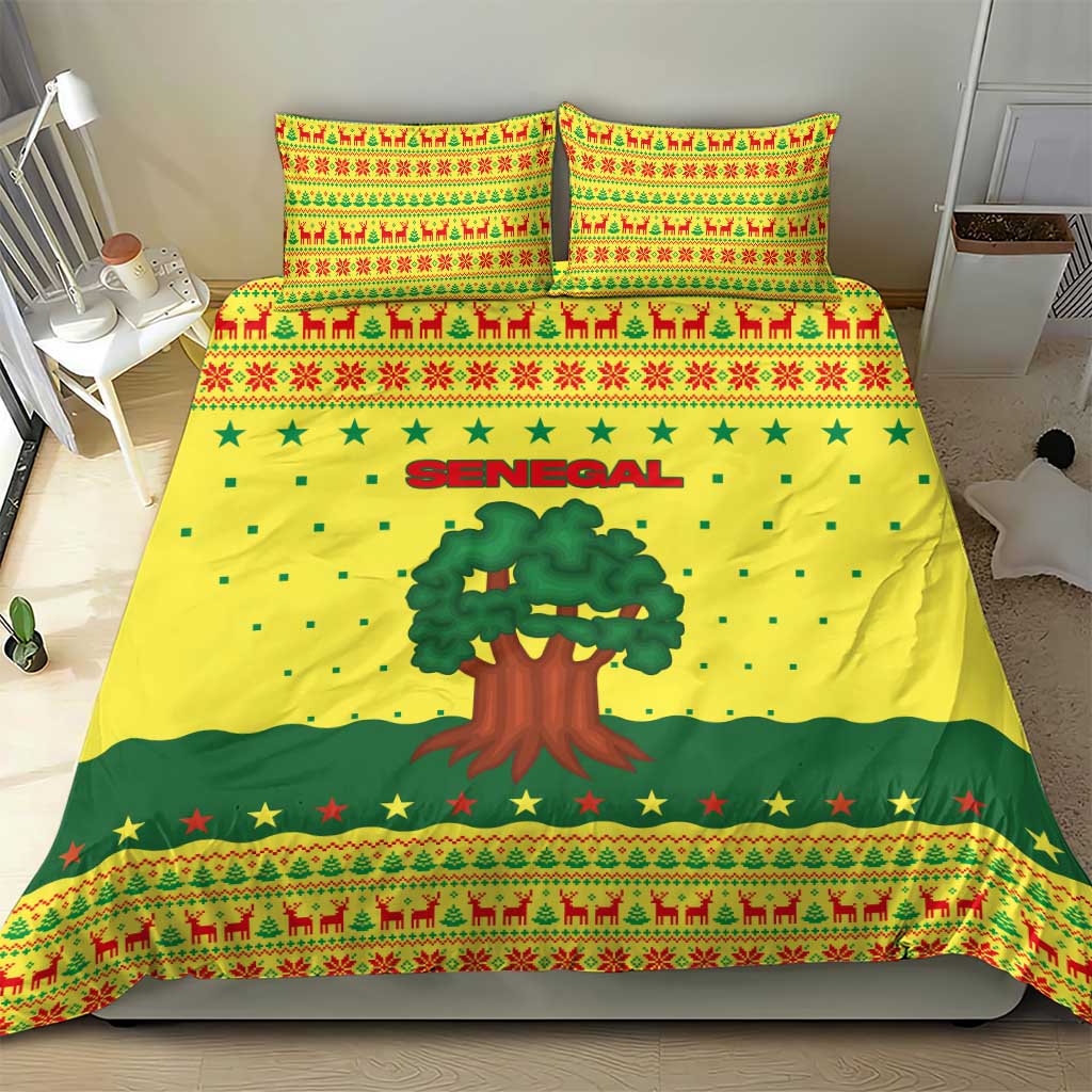 Senegal Christmas Bedding Set Baobab Tree and National Coat of Arms Motif - African Pride