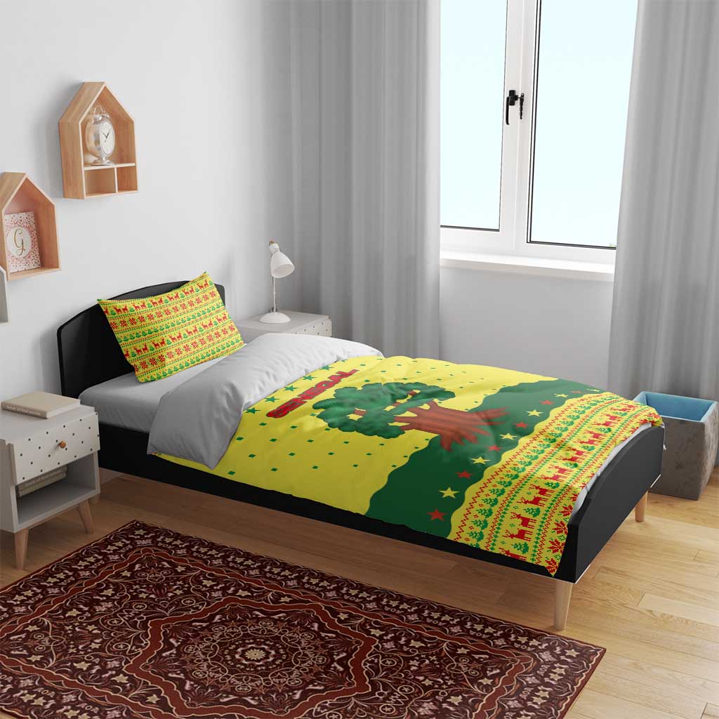 Senegal Christmas Bedding Set Baobab Tree and National Coat of Arms Motif - African Pride