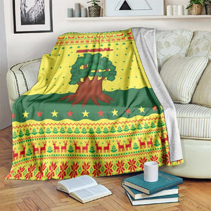 Senegal Christmas Blanket Baobab Tree and National Coat of Arms Motif - African Pride