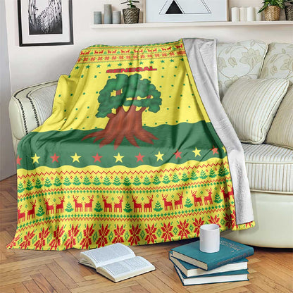 Senegal Christmas Blanket Baobab Tree and National Coat of Arms Motif - African Pride