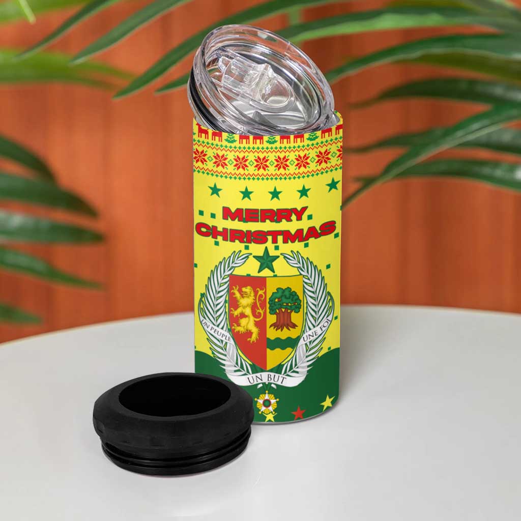 Senegal Christmas 4 in 1 Can Cooler Tumbler Baobab Tree and National Coat of Arms Motif - African Pride