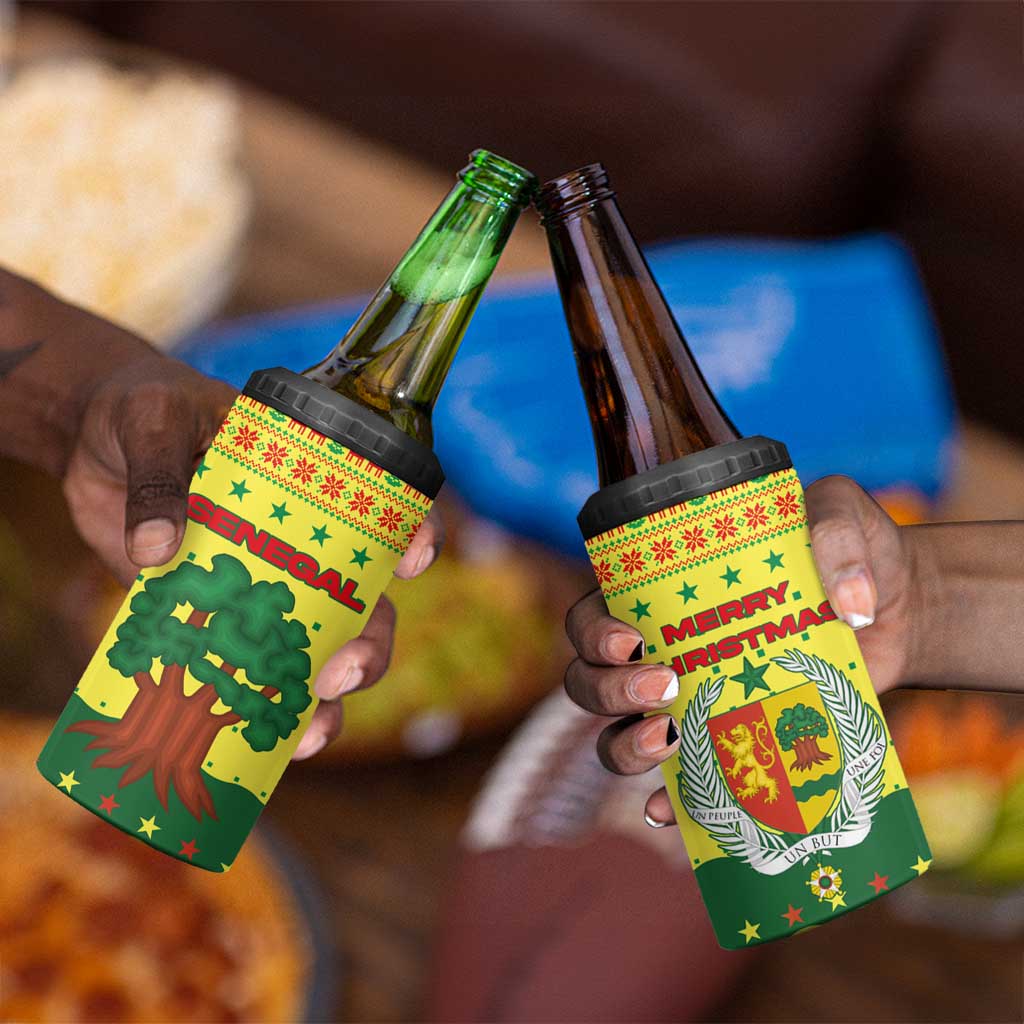 Senegal Christmas 4 in 1 Can Cooler Tumbler Baobab Tree and National Coat of Arms Motif - African Pride