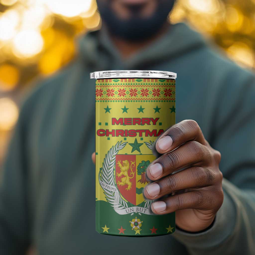 Senegal Christmas 4 in 1 Can Cooler Tumbler Baobab Tree and National Coat of Arms Motif - African Pride