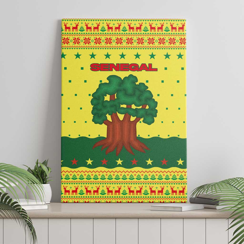 Senegal Christmas Canvas Wall Art Baobab Tree and National Coat of Arms Motif - African Pride