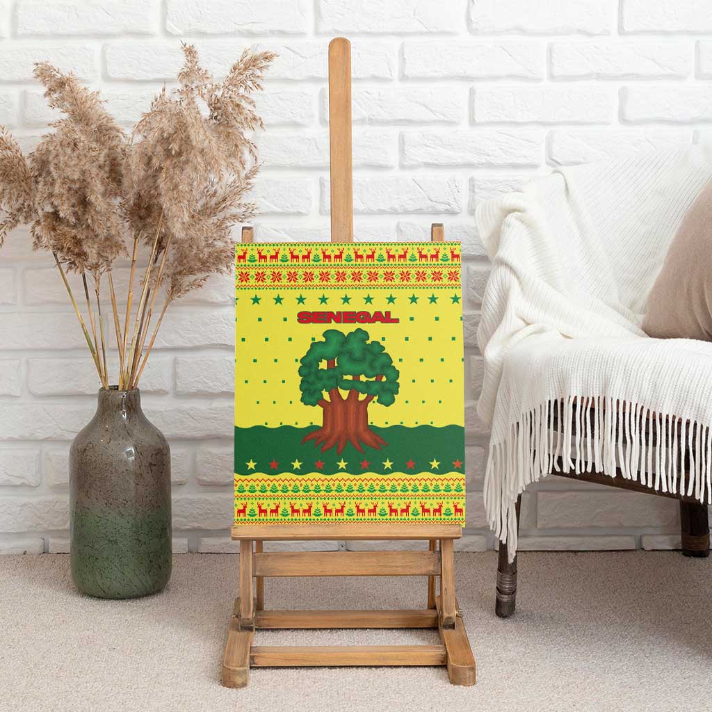 Senegal Christmas Canvas Wall Art Baobab Tree and National Coat of Arms Motif - African Pride