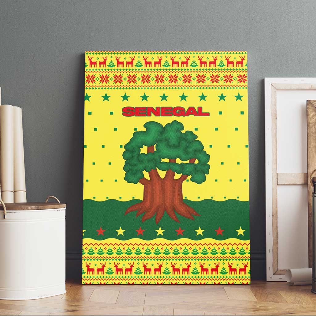 Senegal Christmas Canvas Wall Art Baobab Tree and National Coat of Arms Motif - African Pride